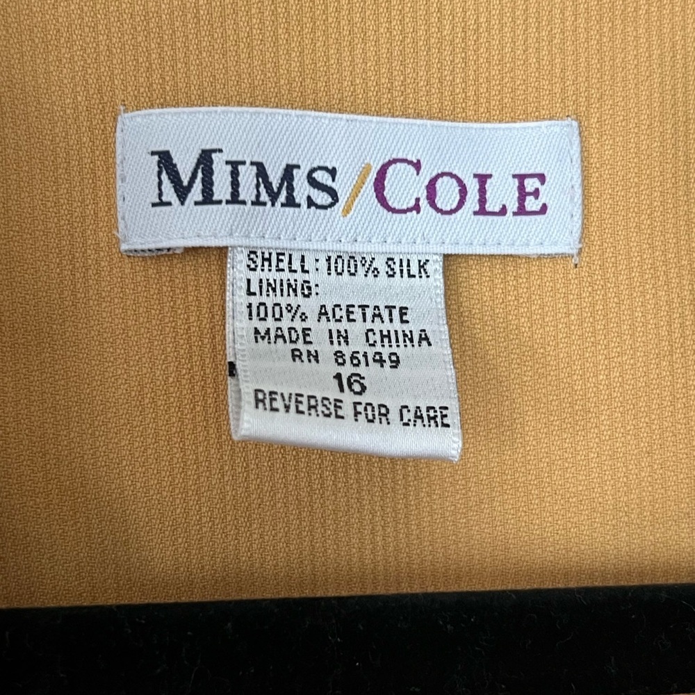 MIMS/COLE‎ Women 100% SILK VTG Blazer Coat Suit Set size 16 Golden Yellow Modest - Picture 2 of 16